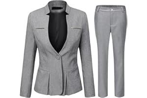 YYNUDA Conjunto de traje para mujer con falda/pantalón, ajustado, elegante atuendo para oficina Gris