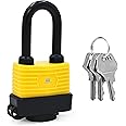 ABOUT SPACE Plastic Pad Lock-185G Security Padlock With Dustproof&Waterproof-1 Pc&3 Keys With Protector-21 Layer Galvanized Heavy Duty With 8 Rivets-Anti Theft Cycle,Door&Bike Lock,Yellow