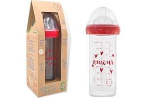 Le Biberon Français - Biberon en Verre 240ml Premium - Biberon Anti Colique 0-6 Mois - Tétine en Silicone Pur 3 Vitesses - Anti fuite à Col Large - BPA, BPS, BPF Free - Allaitement Mixte Nouveau né
