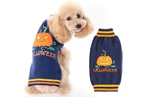 Asmea Maglioncino Cane Halloween Costume Halloween Cane Halloween Maglione Gatto Caldi Vestito Halloween Cane Halloween Zucca per Cane Gatto Maglione Cane Taglia per Piccola Media Grande Cani Blu XS