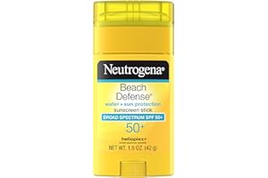 JOHNSON & JOHNSON SLC Neutrogena Beach Defense Sunscreen Stick with Broad Spectrum SPF 50+, Lightweight Water-Resistant Sunscreen with Oil-Free & PABA-Free Formula, 1.5 oz