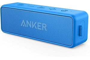 Anker Soundcore 2 Portable Bluetooth Speaker with 12W Stereo Sound, BassUp, IPX7 Waterproof, 24-Hour Playtime, Wireless Stereo Pairing, Speaker for Home, Outdoors, Travel (Blue)