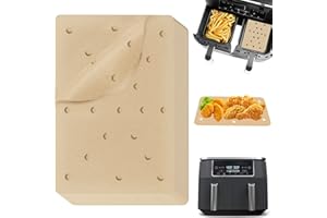 Nepfaivy Papier do frytkownicy powietrznej 20,5 × 14 cm - 150 sztuk pergaminowych prostokątnych pergaminów, papier do pieczenia kompatybilny z Ninja Foodi Dual Air Fryer AF300EU, AF400EU