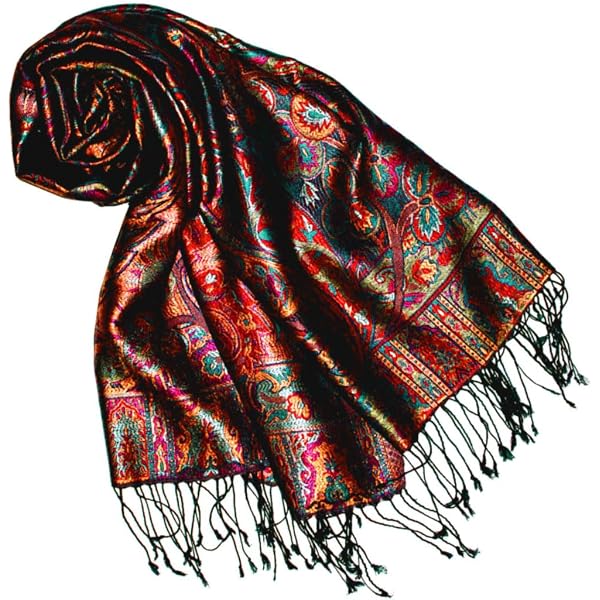Sciarpa Di Seta E Lana Merino Pashmina Lorenzo Cana In Seta E Lana – Motivo Paisley, Lusso Ed Eleganza, 70x190 Cm Pashmina 60% Seta 40% Lana