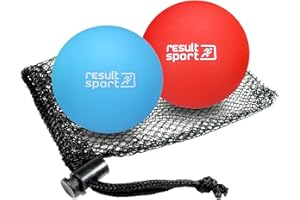 ResultSport Massage Ball Set with Storage Bag, Plantar Fasciitis Recovery, Trigger Point Massage, Deep Tissue Myofasical Relief (Lacrosse - Blue & Red, Lacrosse)