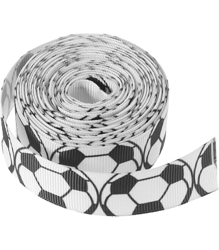 Fußball Band Set – 5 Rollen (18m) Schwarz-weiß Gestreift, 15mm Grosgrain Band Für Geschenke, Deko & Sportpartys