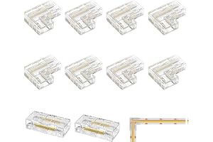 2-stifts 8 mm bred COB LED-remskontakt, 8 st L-kontakter och 2 st direktkontakter, genomskinliga kontakter utan mellanrum, lö