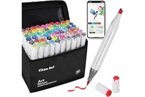 AEDAGA Chen Rui 60 Colours Alcohol Brush Markers with Free App, Brush and Chisel Tip Alcohol Pens for Adults, Drawing Markers for Anime Manga Drawing and Sketching