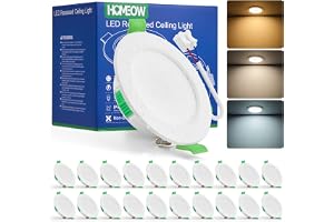 HOMEOW Set med 20 extra platta infällda LED-spotlights, 5W infälld LED-spotlight, 68mm - 80mm utskärning, varmvit 2700K, neutralvit 4000K, kallvit 6000K, badrumsspot IP44 för kök
