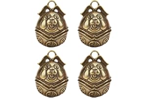 ZGIOPGEIN 4 Pcs Vintage Bells Mini Brass Hanging Bells DIY Pet Bell Bronze Craft Jingle Bells for Home Decorations Pet Necklace Collar Decoration (Dog styling)