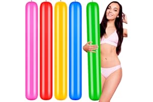 LZMDISU Inflatable Pool Noodle, 41.3 Inch 5 Pcs Blow up Pool Noodles Large Colorful PVC Outdoor Water Games Toy Float Inflatable Stick for Lake Swimming Pool Beach Party Decor