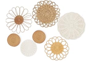 DETENE 7 Decorazioni Rattan da Parete Decorazione Parete Boho Cesti da Parete Intrecciati Decorazioni Parete Vimini Per Decorazioni Da Casa Parete Agriturismo Soggiorno (marrone-B)