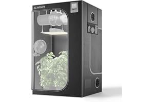 AC Infinity CLOUDLAB 844 Advance Grow Tent 4x4, 120x120x200cm Thickest 2.5cm Poles, Highest Density 2000D Diamond Mylar Canvas, Controller Mount for Hydroponics Indoor Growing, 48"x48"x80"