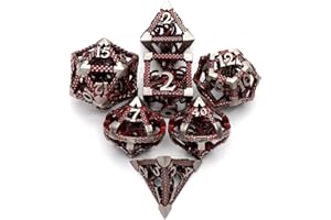 DND Würfel, Metall Spielwürfel Dungeons and Dragons Würfel Set HNCCESG Hohle 3D Cthulhu D&D Würfel Polyedrische Würfelset für Pathfinder MTG RPG DND Dice Set W20 W12 W10 W8 W6 W4 (Cthulhu Blut)