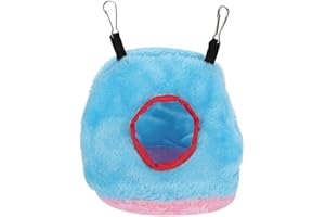 QiaNgshuAikj Hiver Chaud nid d'oiseau Maison cabane pour Perroquet perruches Perruche calopsittes cacatoès Conure canari inséparable Pinson Cage Jouet(M Bleu)