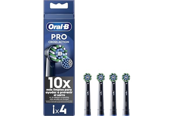Oral-B Pro Cross Action Noire Brossettes pour Brosse à dents électriques, Pack De 4 Unités
