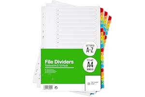 THE PAPER SHOP [3 Pack] A4 File Dividers A-Z Tabs | A4 Alphabetical Subject Dividers A-Z with Multipunched Reinforced Colour Tabs 150gsm