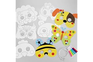 Hifot 8 sztuk kolorowych masek dla dzieci biała karta maski na oczy kolor maski na twarz zwierzęcy z elastyczną liną dla dzieci do dekoracji lub dekoracji