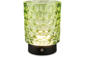 ‎BRILONER BRILONER - Bezprzewodowa lampa stołowa LED IP44 ze szklanym korpusem, ściemniacz dotykowy, wymienna bateria i źródło, lampka nocna, lampa dekoracyjna, 15 x 11 cm, zielona