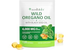 YUEPLATTNMAY Oregano Oil 120 Softgels - 2 in 1 6000mg Oil of Oregano with Black Seed Oils 200mg - Immune and Digestive Support, Non-GMO, Gluten Free