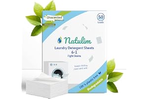 Natulim - Tvättmedelsremsor (50 tvättar) - Inklusive Sköljmedel, Ekologiskt, Allergivänligt, Tillverkat i Spanien - Kläderna Blir Rena Och mjuka utan att Smutsa ner Planeten (Doftfri)