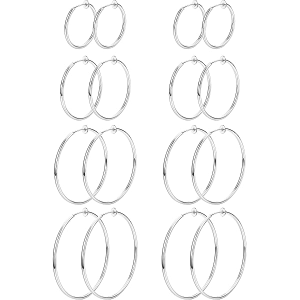 Roheafer – 6 Paia Orecchini A Cerchio Clip-on, Non Forati, 3 Misure (30/40/50 Mm), Oro E Argento, Set Donna - 3