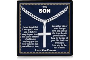Rajputana Gifts for Men/Son/Dad/Brother/Him 316L Stainless Steel Cross Necklace for Boy Silver Cross Pendant Mens Necklace with Inspirational Card Jewellery
