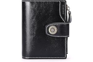 SENDEFN Small Women Wallet Genuine Leather RFID Blocking Bifold Small Purse with Zipper Pocket