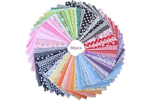 Yolistar 56 Stück Baumwollstoff, bedruckte Stoffe, Patchwork-Set für Handarbeiten