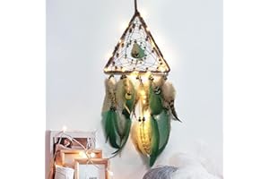 Hongyans Acchiappasogni LED con Piume Fatto a Mano Acchiappasogni Indiano Dream Catcher per Decorazione Parete di Nozze Camera da Letto Casa Ragazze Bambini Craft Regalo