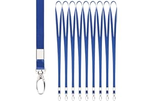 Segus Correa para Cuello Llaves Azul Lanyard 10 Piezas, Cordones de Insignia para Cuello, Colgantes de Tarjetas de Identificación, Lanyards de Imitación de Nylon con Mosquetones de Metal Resistente