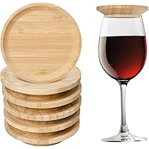 Thoquene Set 6 Topper In Legno Per Calici Da Vino - Accessorio Elegante Per Degustazione - Foto 11