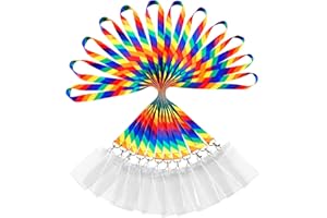 WEZEBEL 12 Pack Lanyard with Card Holder, Durable Rainbow Neck Lanyards Straps with Clear Waterproof Holders in Bulk, Diagonal Pattern