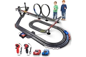 DIOJU Slot Car Race Track Toys Sets - Dual Race Track Racing Game - Multiple Track Challenges with 2 Slot Cars 2 Controllers - Track Car Toys Sets Birthday for Boys Kids Ages 6-12 Year Old