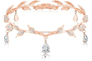 Diyxisk Tocado éLfico Retro, Bien Moda Elfo Corona, Princesa Cristal Women Tiara, Elegancia Corona de Cristal de Hoja, Adecuado para Cosplay, Bodas, Fiestas de Anime y Eventos de Carnaval