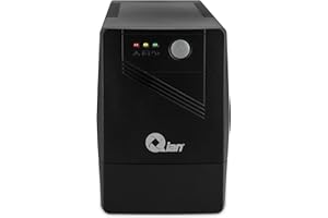 QIAN Sistema de Alimentación Ininterrumpida SAI Line UPS 500VA Mini Torre Compacta Carga Rápida Protector de Sobretensiones Tensión Salida 300W 2 Enchufes Schuko (Negro)