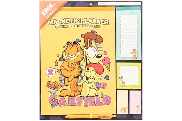 Grupo Erik - Calendrier Magnetique Frigo Garfield - de Septembre 2025 à Décembre 2026 | Planificateur Mensuel 16 mois, Calendrier Familial 2025 2026