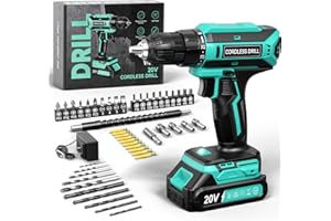 VIWKO Taladro Atornillador Batería, 20V Atornillador Electrico, 25+1 Ajuste de Par, 42Nm Taladro Inalámbrico, LED Luz, juego de Accesorios de Taladro Bateria de 56 Piezas Para Bricolaje, Azul