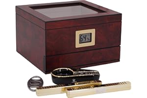 GERMANUS Humidor Set mit Hygrometer, Zigarren Aschenbecher, Cutter