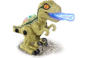 Yellcetoy Dinosaurier Spielzeug für Kinder,Dinosaurier mit LED Lichtern,Wasserspray und Musik,DIY Zerlegbares Dinosaurier Spielzeug für Jungen Alter 3 4 5 6 Lernende STEM Geschenke für Jungen Mädchen