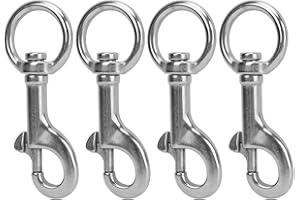 BEDIFFER Swivel Eye Bolt Snap Hook Marine Grade Scuba Diving Clip 316 Stainless Steel for Fishing Boating (4#)