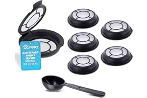 DL-pro Lot de 6 dosettes de café filtres à café rechargeables pour Melitta 180424 Filtre à dosettes permanent pour machine à café Senseo HD7800 à HD7874 4 avec cuillère à café