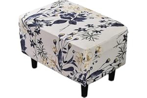 EBETA Spandex Fodera per poggiapiedi, Fodera per sgabello, Elastico Fodere coprisgabello, Rivestimento per pouf, elastico per pouf poggiapiedi (Mare di fiori)