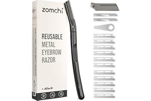 ZOMCHI Cuchillas dermaplaning facial para mujeres y hombres, Dermaplaning para rostro con 11 cuchillas de repuesto,cuchilla cejas con cubierta de silicona de precisión,Negro mate