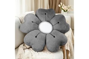 ODIWEN Almohadas de Flores, Cojín de Suelo de Flores,50cm,Cojines De Sofa De Felpa,Cojín Decorativo De Sofá,Bonita Almohada de Flores,Almohada Decorativa (Gris)