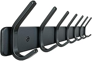 Honsky Garderobenhaken-Schwere,Garderobenleiste,Wandgarderobe,Hakenleiste mit 7 Doppelte Haken,Hakenleiste Garderobe für Jacken,Mäntel,Schals,Schwarz