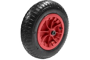 KETOBARROW 14" Inch Wheelbarrow Wheel Pneumatic Inflatable Tyre 3.50-8 REPLACEMENT RED Tyre Rubber Wheel 14 inch 350-8