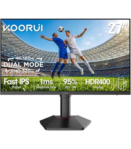 KOORUI G2741L 27 Inch 4K Gaming Monitor, 160Hz+UHD/320Hz+FHD, 1ms