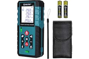 Laser Measure, BOLTHO 60M/196FT Laser Distance Meter with 2 Bubble Levels, Portable High Precision and Backlight LCD Display, Measure Distance, Area and Volume, Pythagorean Mode Battery Included