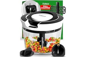 FULLSTAR Picadora de alimentos manual, Picadora de tirón, Picadora de tirón, Picadora de verduras y picadora de ajos con espiralizador en juliana y batidor de huevos - Picadora de cebollas, Picadora de ajos